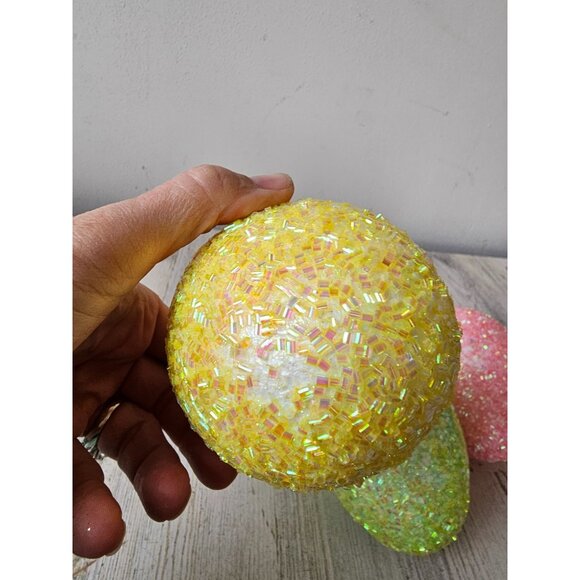 Large sequin glitter egg ornament Easter spring decor green pink blue sparkle - Picture 4 of 12